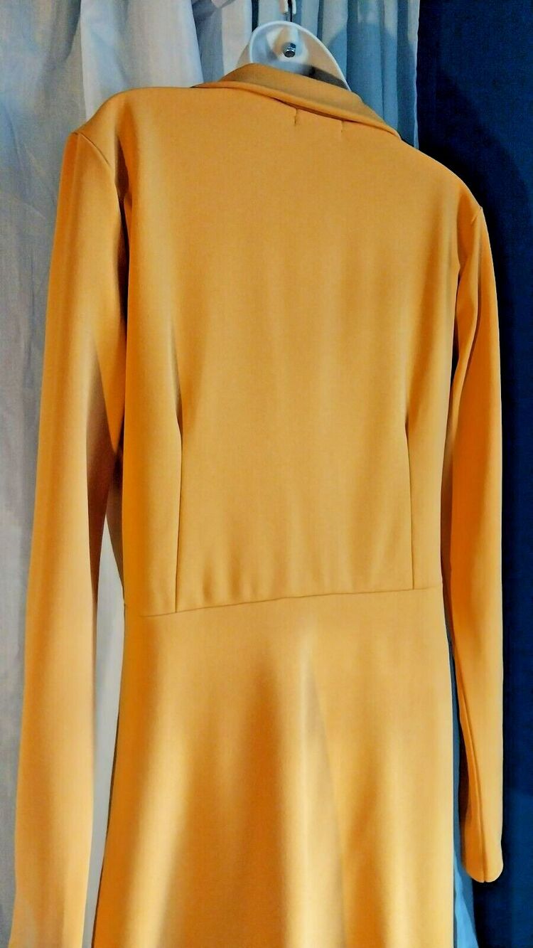 New Boohoo Sz 10 Tall Yellow Lapel Neck Double Breasted Blazer Fall Dress - Picture 2 of 7